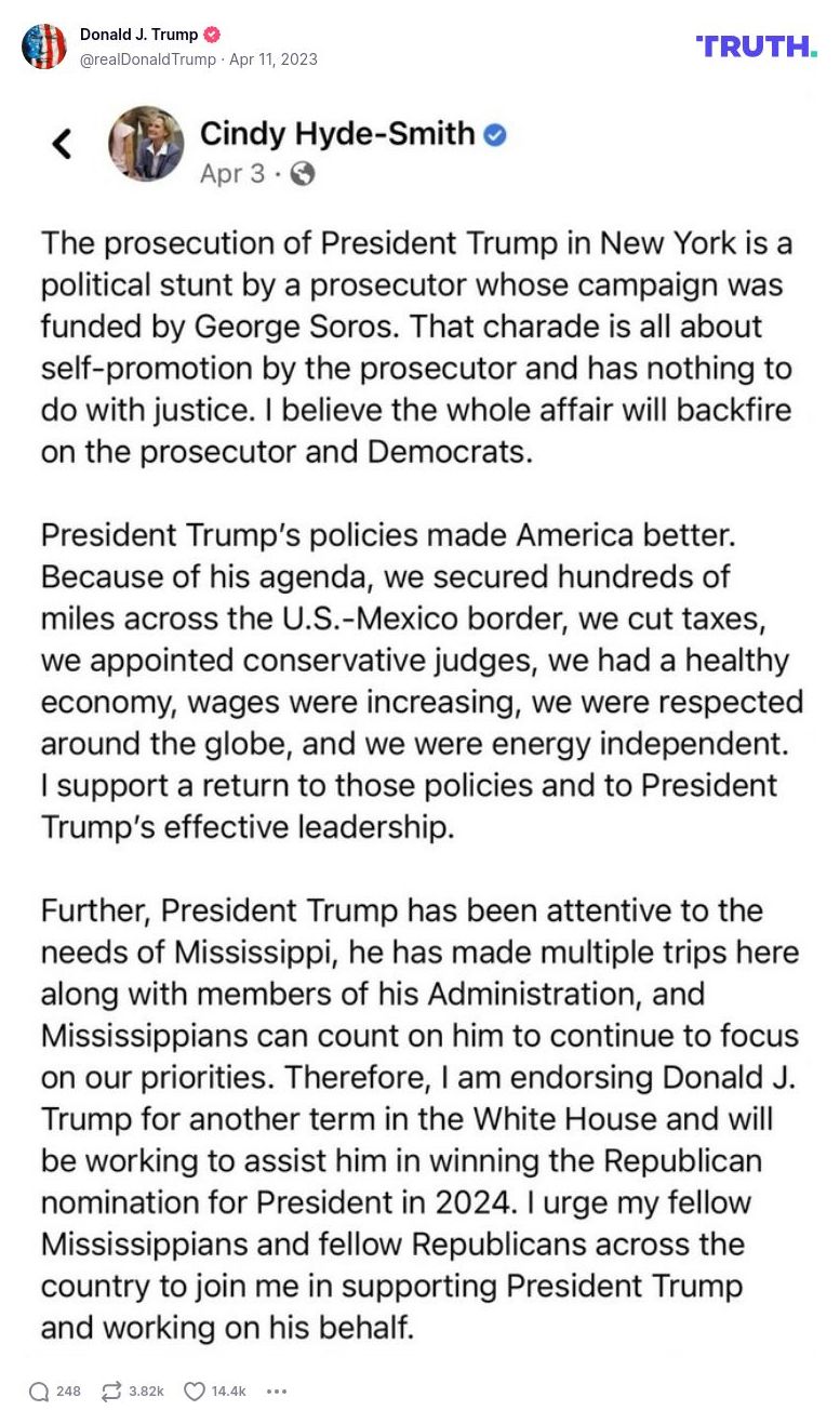 Post image from Donald Trump