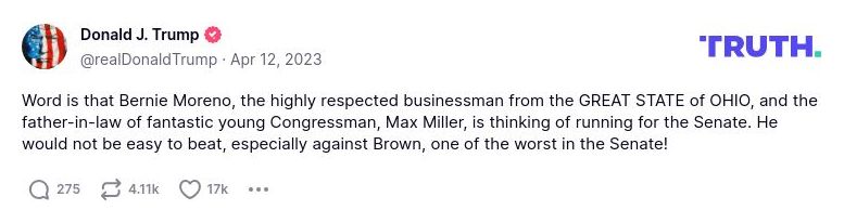 Post image from Donald Trump