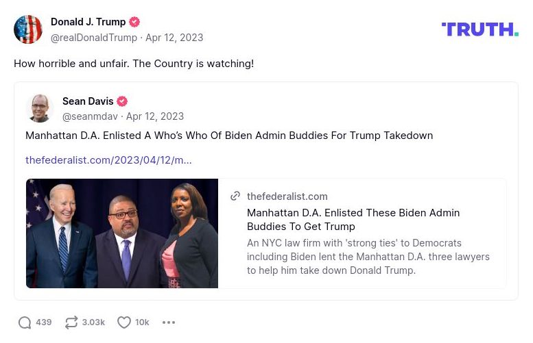 Post image from Donald Trump