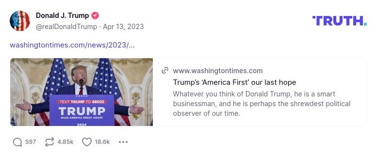 Post image from Donald Trump