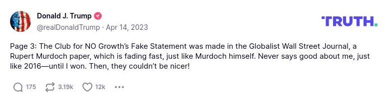 Post image from Donald Trump