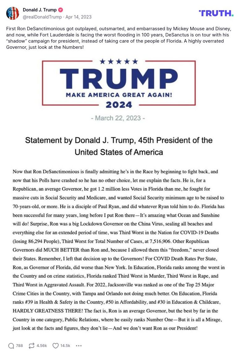 Post image from Donald Trump