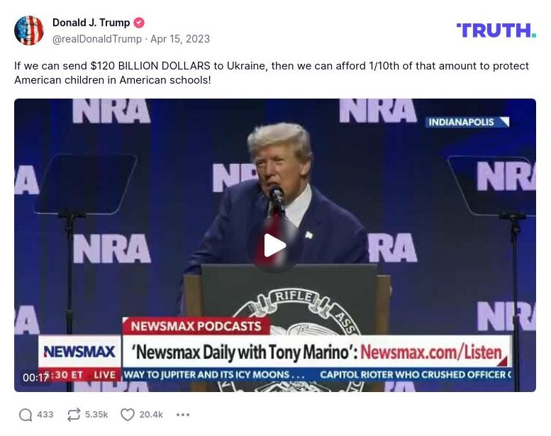 Post preview from Donald Trump