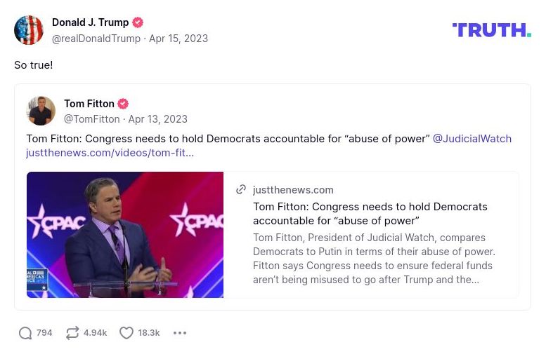 Post image from Donald Trump