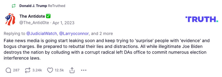 Post image from Donald Trump