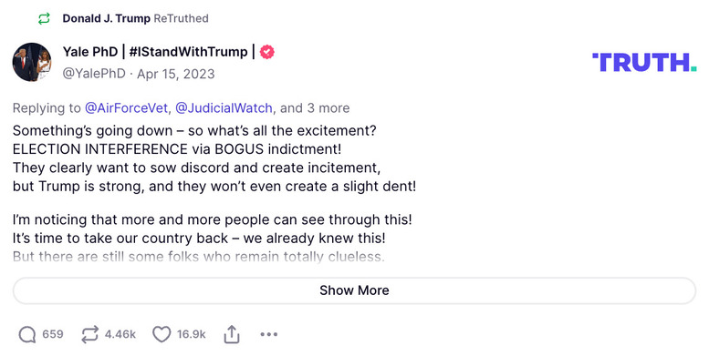 Post image from Donald Trump