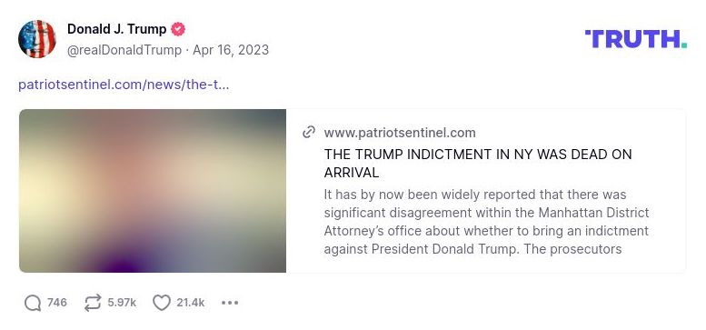 Post image from Donald Trump