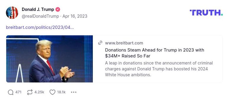 Post image from Donald Trump