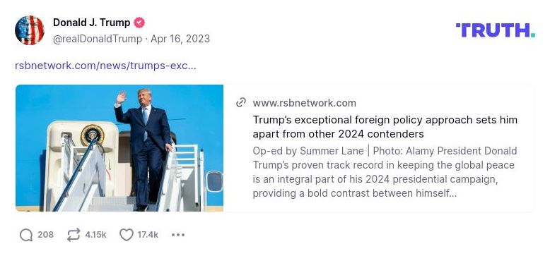 Post image from Donald Trump