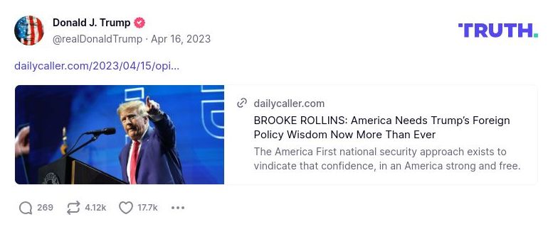 Post image from Donald Trump