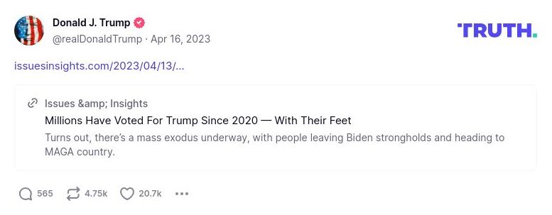 Post image from Donald Trump