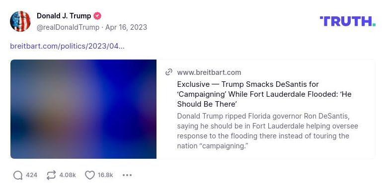 Post image from Donald Trump