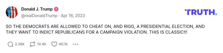 Post image from Donald Trump