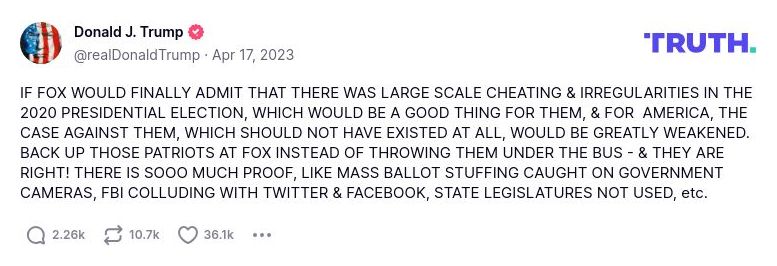 Post image from Donald Trump