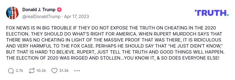 Post image from Donald Trump