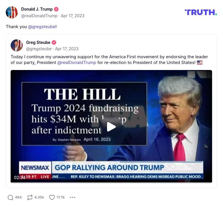 Post image from Donald Trump