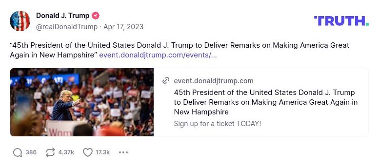 Post image from Donald Trump