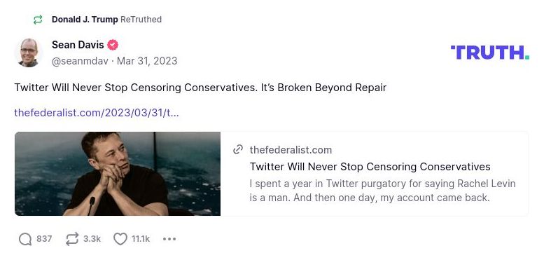 Post image from Donald Trump