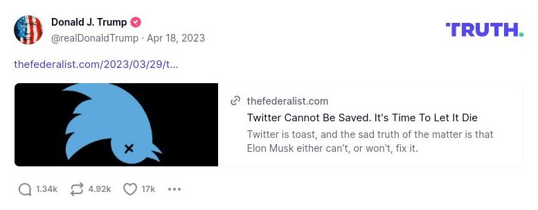 Post image from Donald Trump