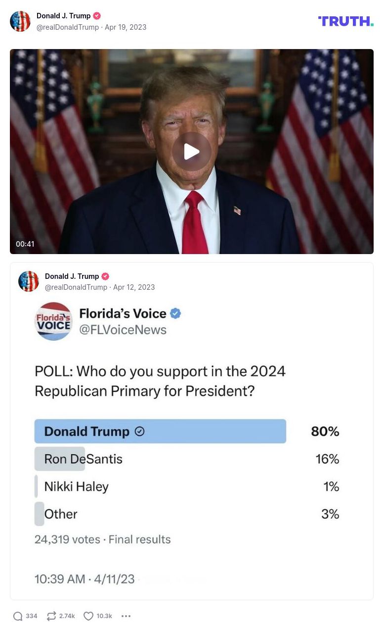 Post image from Donald Trump