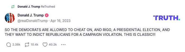 Post image from Donald Trump