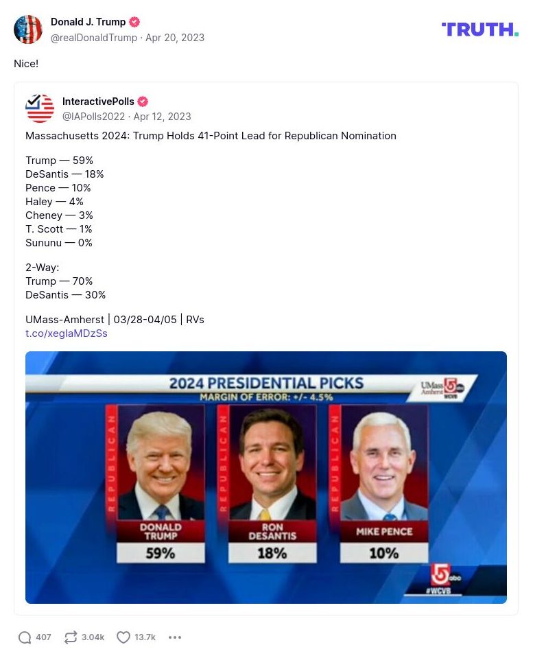 Post image from Donald Trump