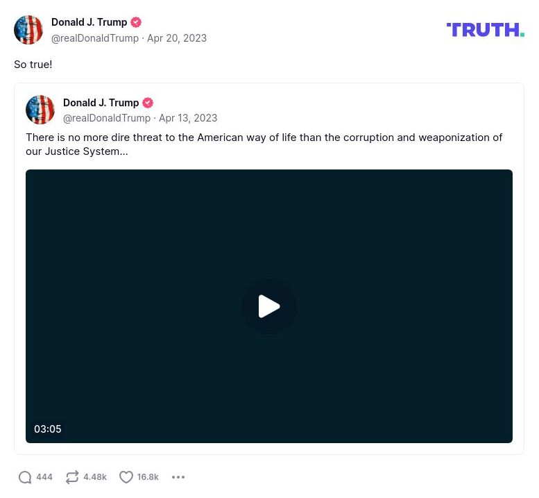 Post image from Donald Trump