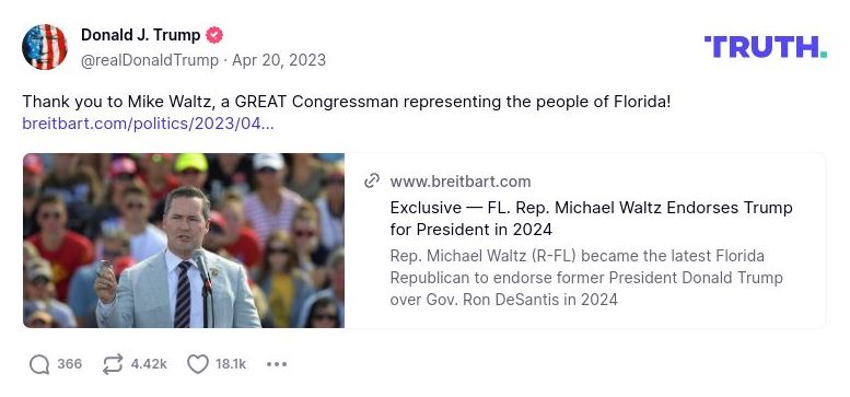 Post image from Donald Trump