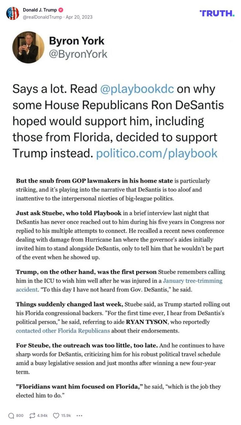 Post image from Donald Trump