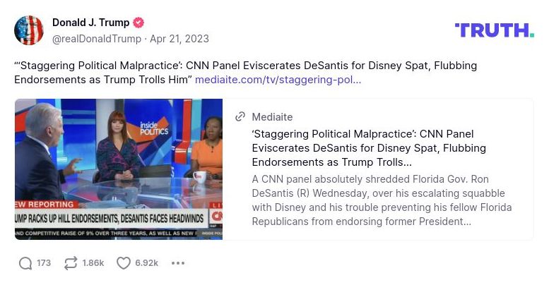 Post preview from Donald Trump