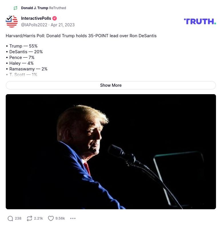 Post image from Donald Trump