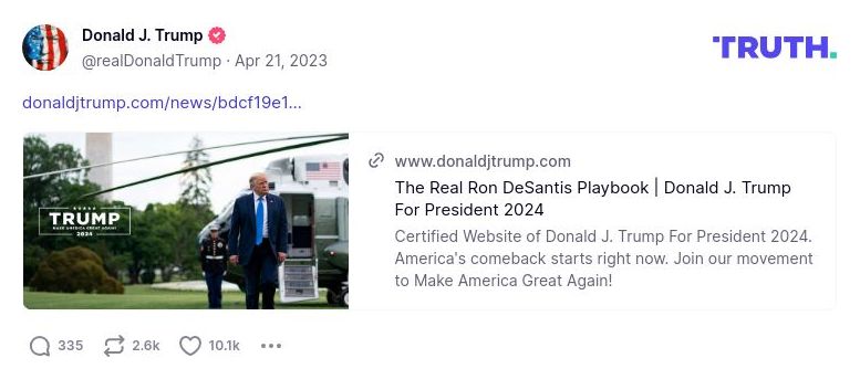 Post image from Donald Trump