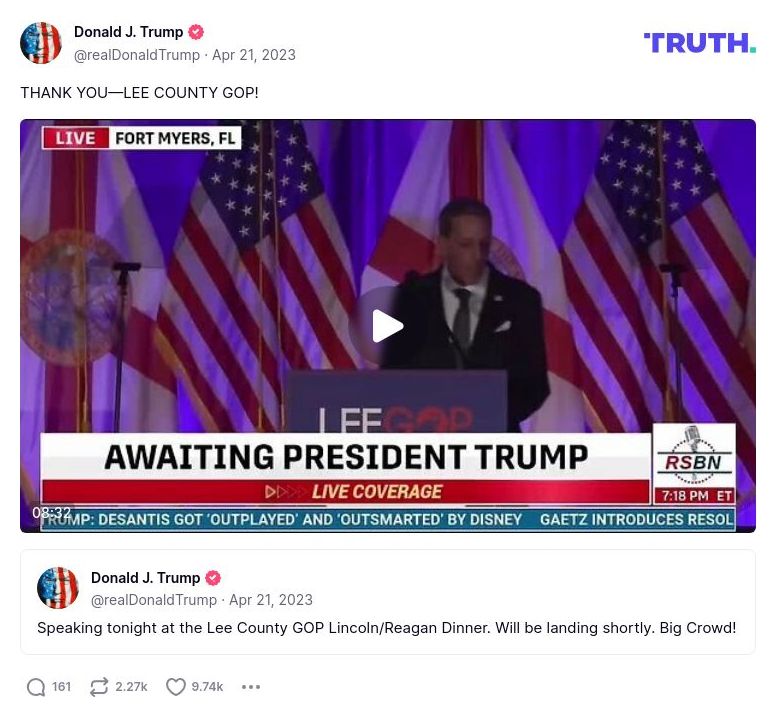 Post image from Donald Trump