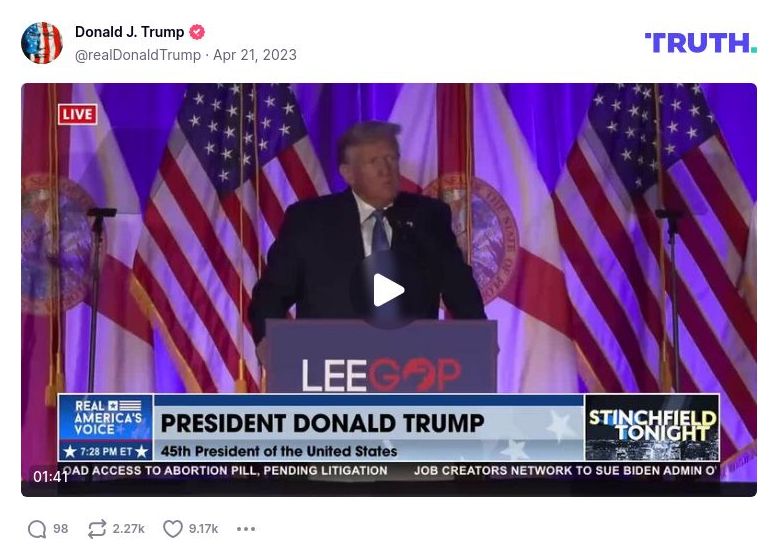 Post image from Donald Trump