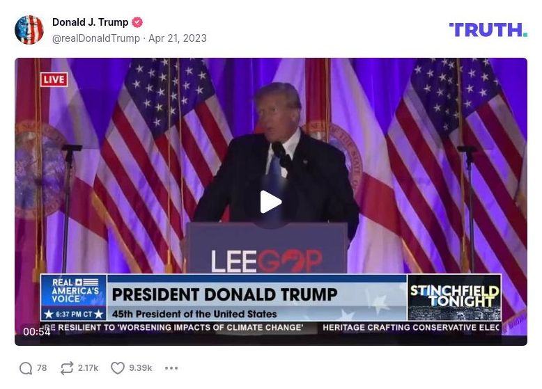 Post image from Donald Trump