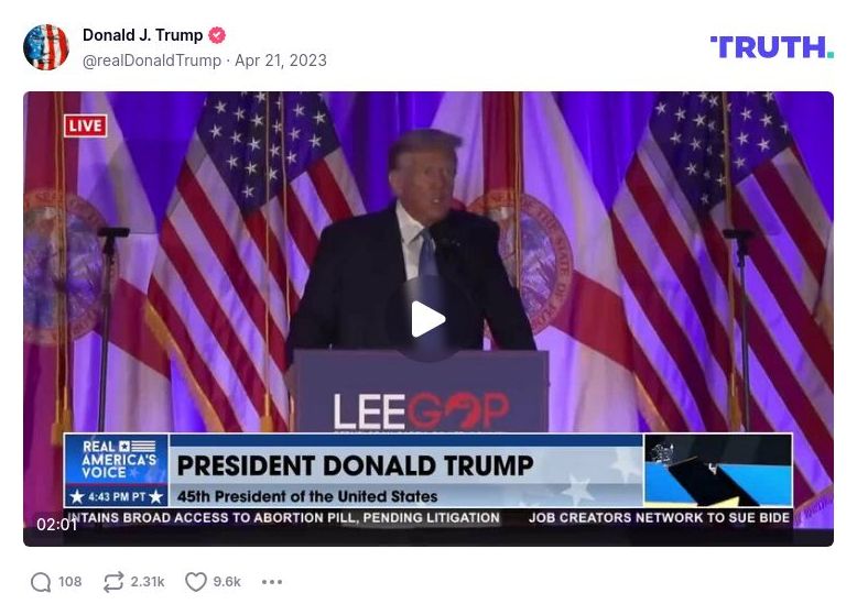 Post image from Donald Trump