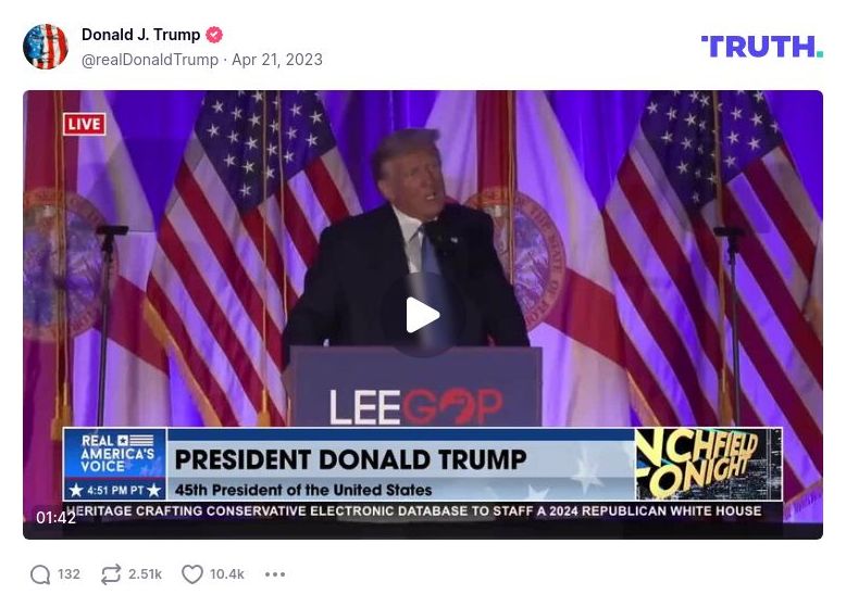 Post image from Donald Trump