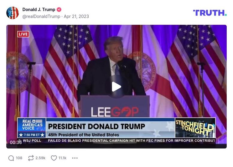 Post image from Donald Trump