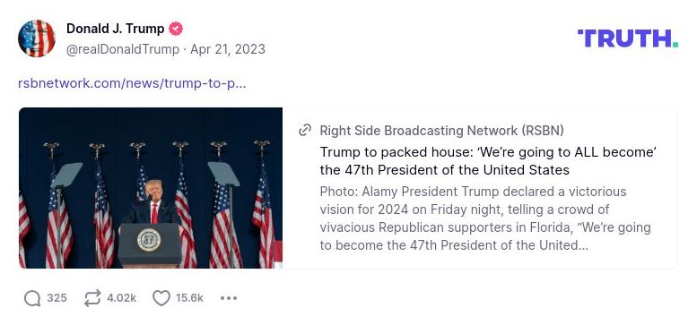 Post image from Donald Trump