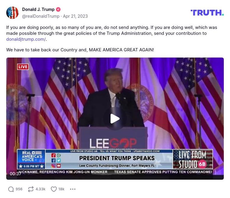 Post image from Donald Trump