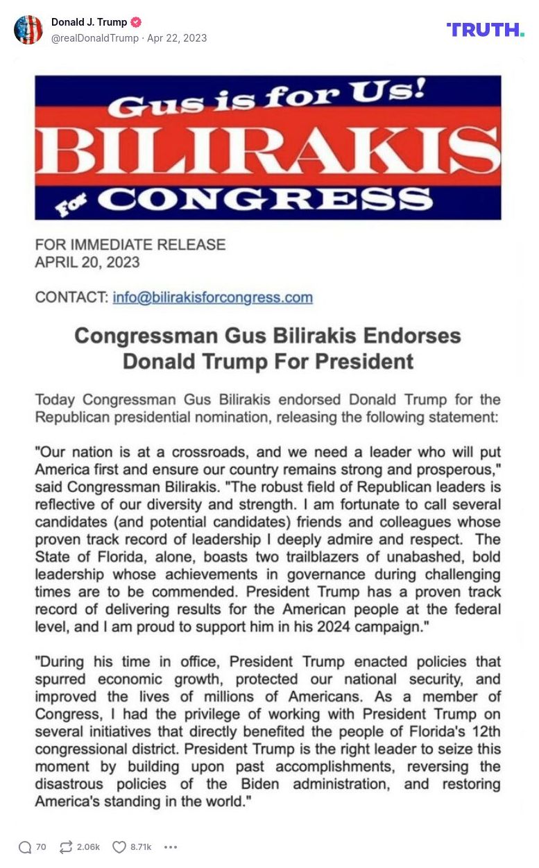 Post image from Donald Trump