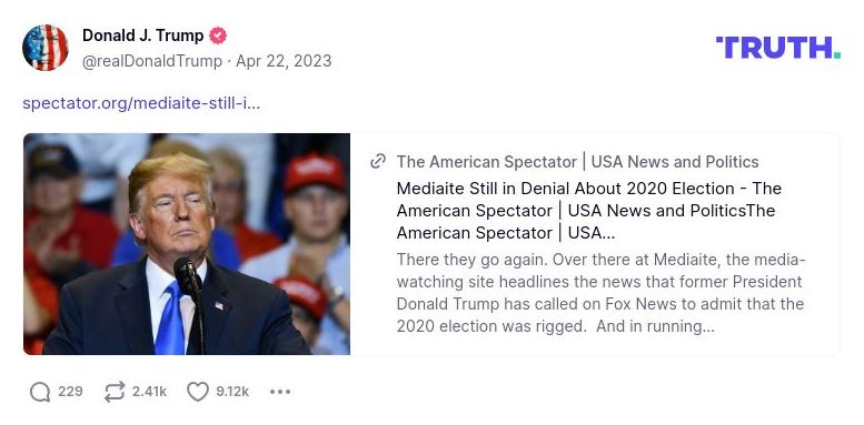 Post image from Donald Trump