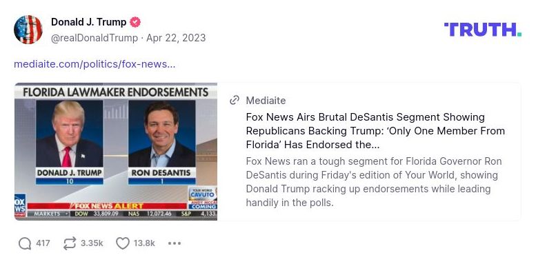 Post image from Donald Trump