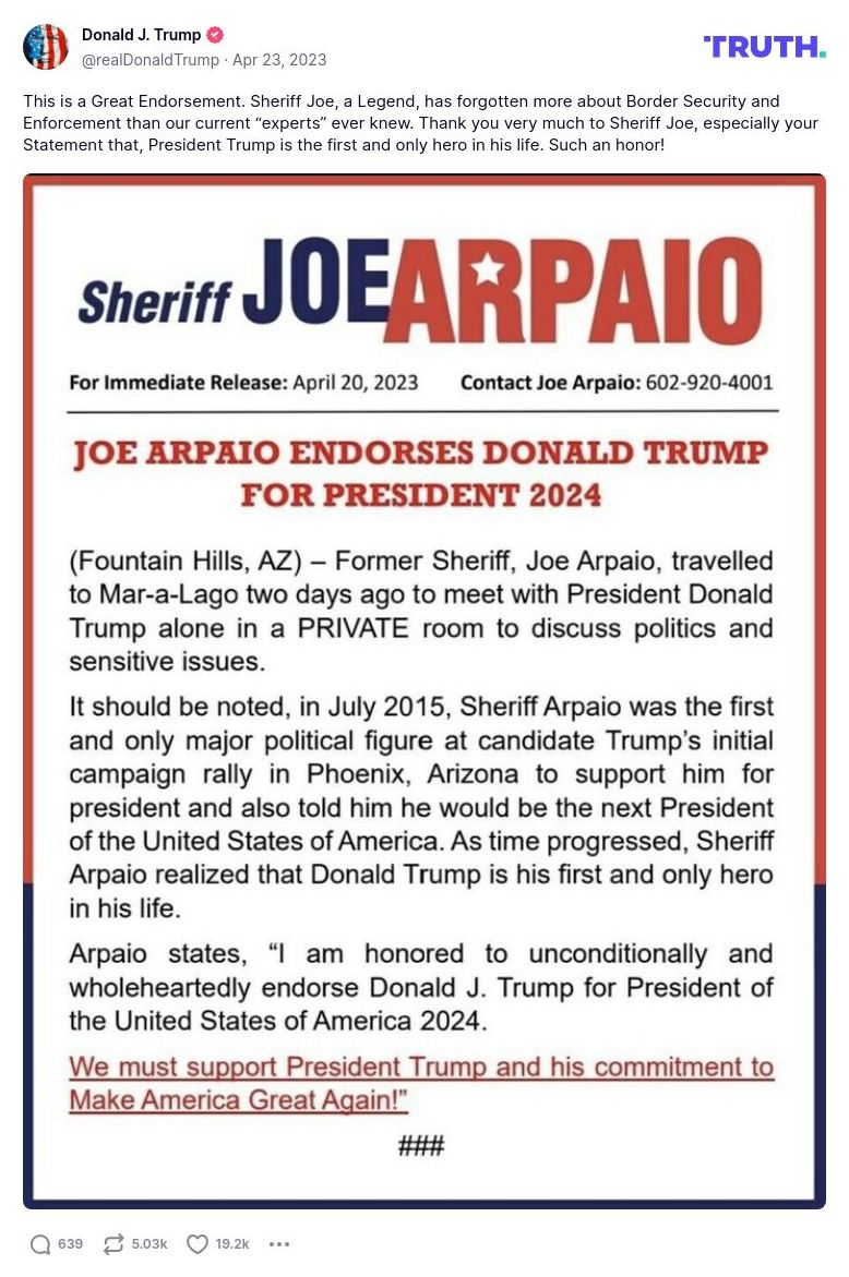 Post image from Donald Trump