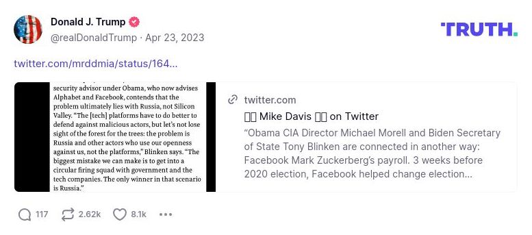 Post image from Donald Trump