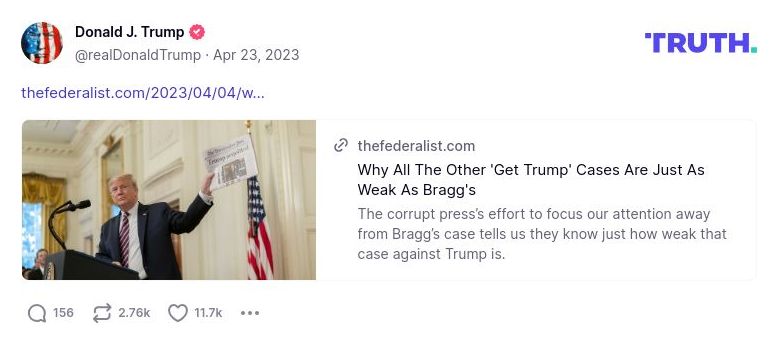 Post image from Donald Trump