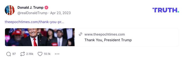 Post image from Donald Trump