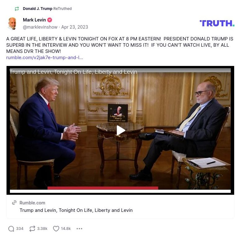 Post image from Donald Trump