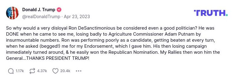 Post image from Donald Trump