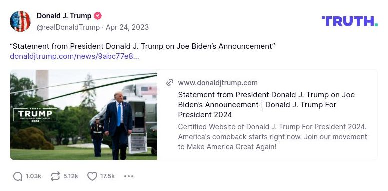 Post image from Donald Trump